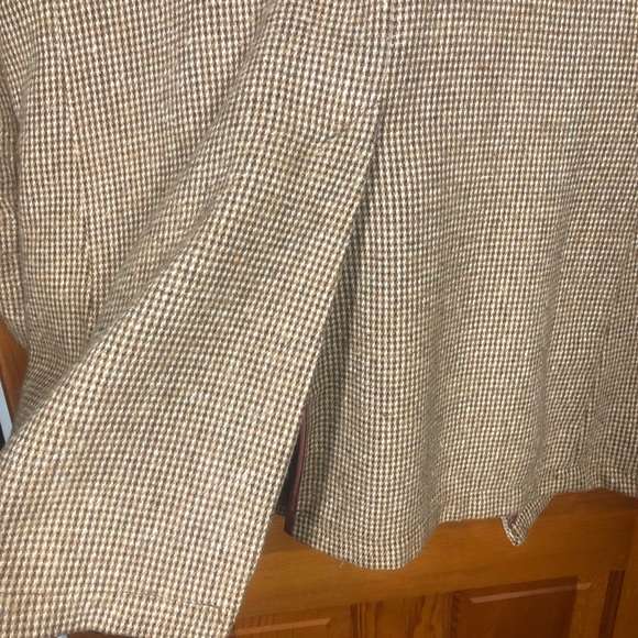 VINTAGE WEATHERCASTER Brown & Tan Houndstooth Fur Collar Blazer Coat Jacket 42 - Picture 10 of 11